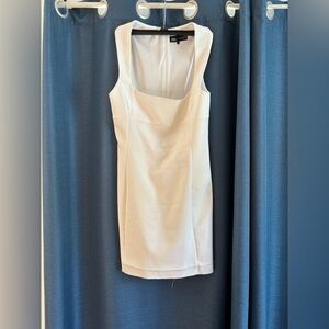 Zara White Square Neck Dress - Has seam rip at the bottom of the zipper